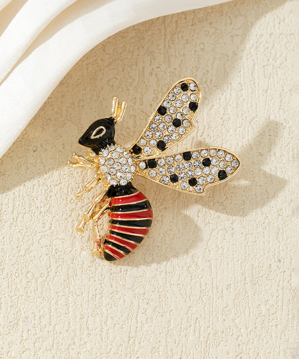 Broche abeille strass et émail
