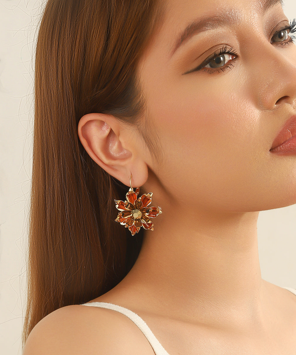 Boucles d'oreilles pendantes fleur strass Dormeuse – 26AHBOL013