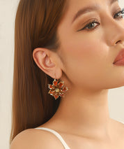 Boucles d'oreilles pendantes fleur strass Dormeuse – 26AHBOL013