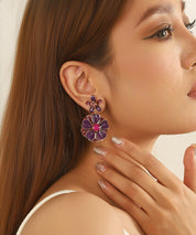 Boucles d’oreilles pendantes double fleur Clou – 26AHBOL064