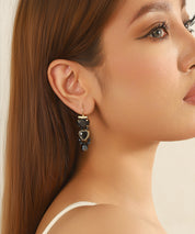 Boucles d’oreilles pendantes cœur facetté Dormeuse –26AHBOL046