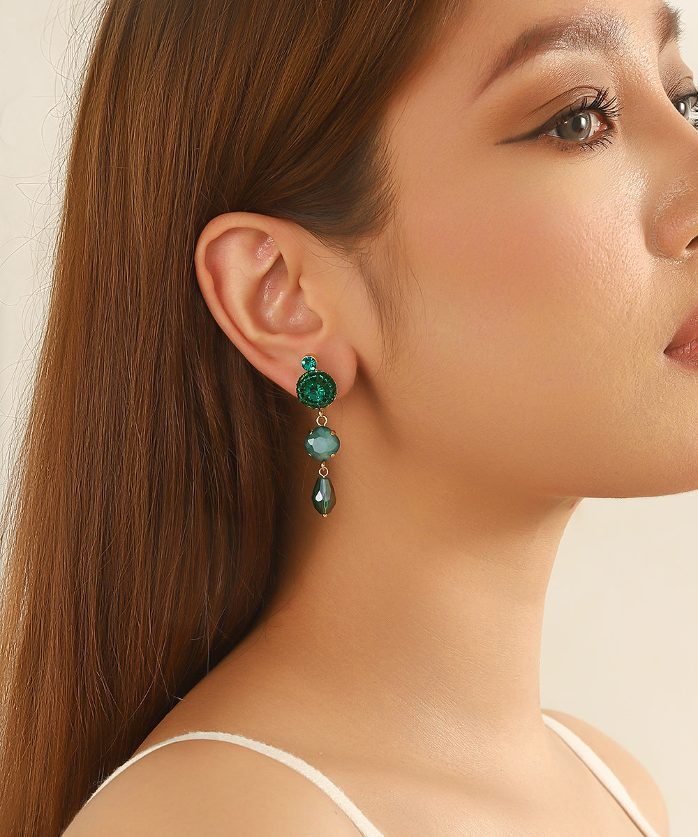 Boucles d’oreilles pendantes pierres colorées Clou –26AHBOL047