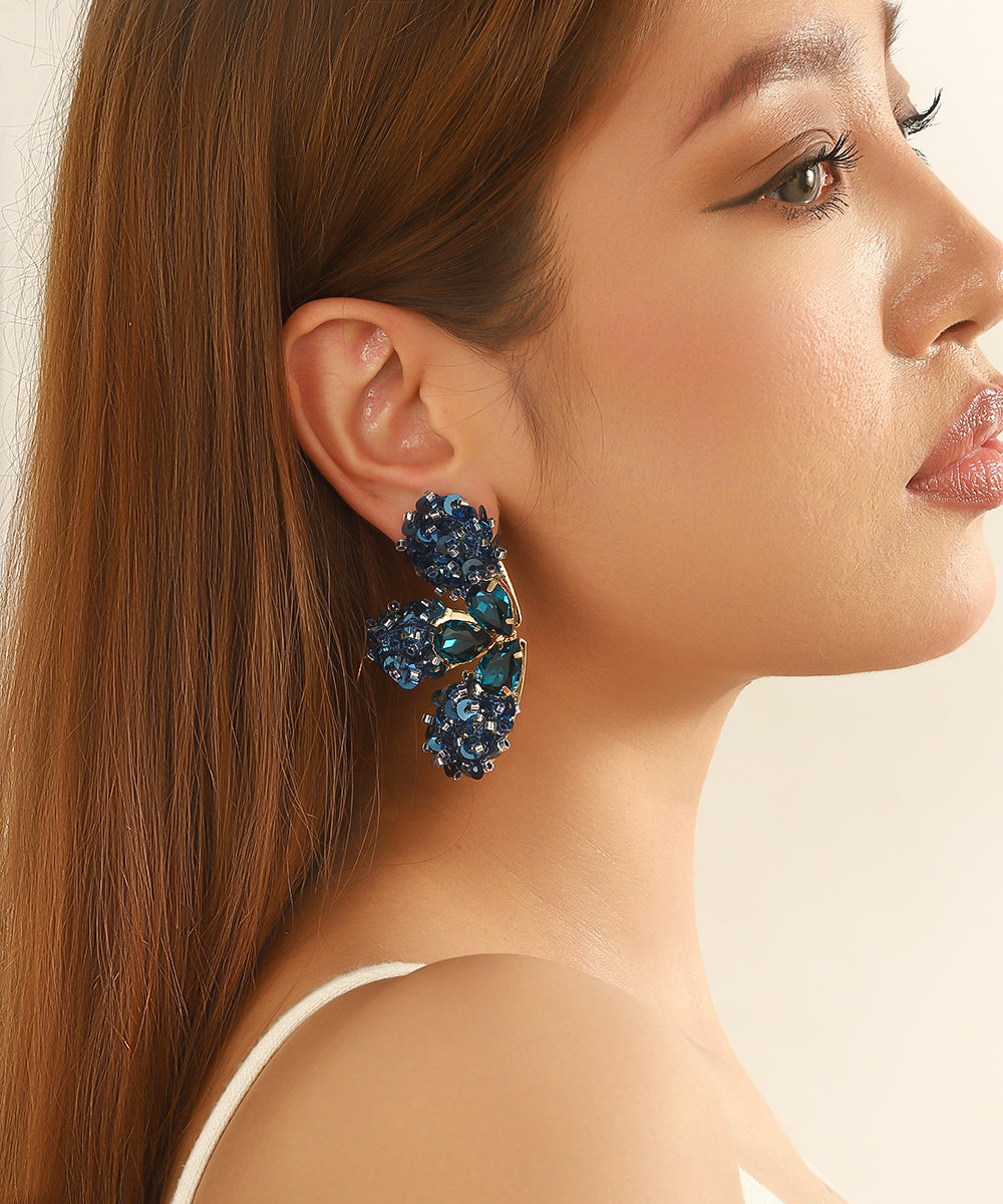 Boucles d’oreilles XXL sequins & strass Clou – 26AHBOL058