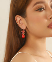Boucles d’oreilles pendantes fleur et goutte Dormeuse  – 26AHBOL060