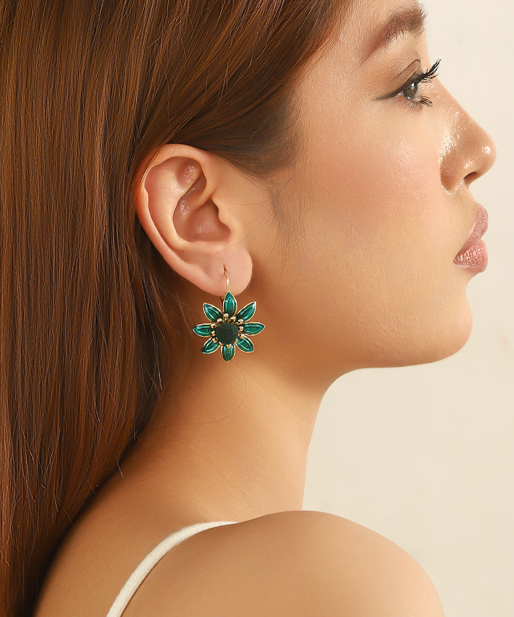 Boucles d’oreilles fleur émaillée Dormeuse– 26AHBOL059