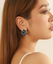 Boucles d’oreilles carrées cristal coloré Clou – 26AHBOL029