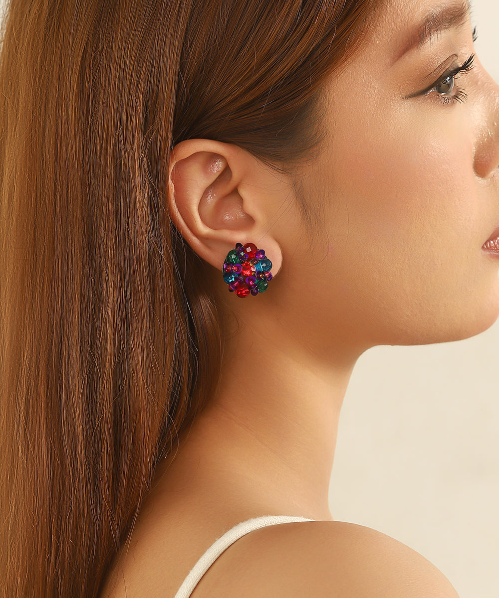 Boucles d’oreilles clip boule en perles facettées – 26AHBOL006