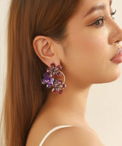 Boucles d’oreilles pendantes fleurs sequins & verre Clou – 26AHBOL069