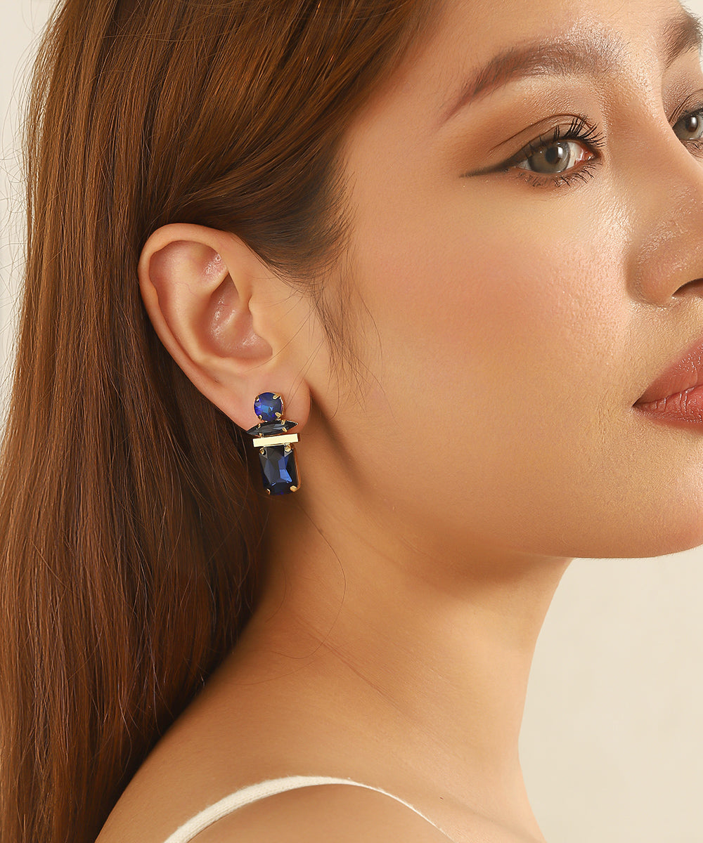 Boucles d’oreilles clip géométriques en verre – 26AHBOL016