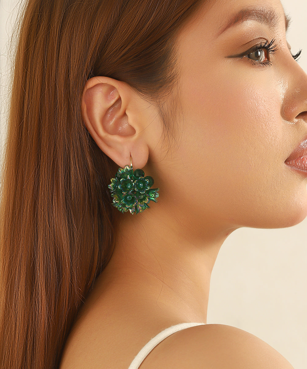 Boucles d’oreilles pendantes fleurs & perles crochet – 26AHBOL057