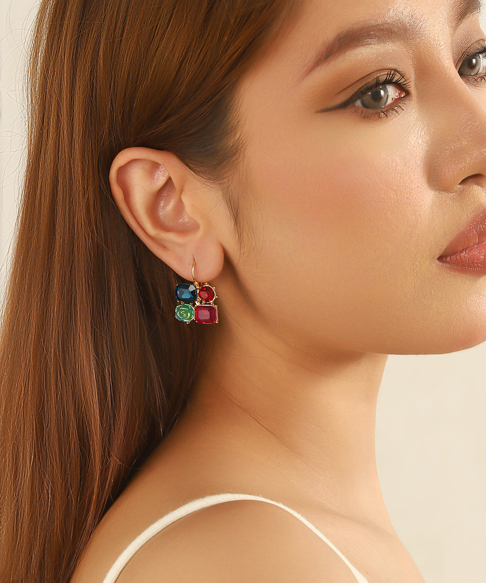 Boucles d’oreilles pendantes mosaïque Dormeuse –26AHBOL048