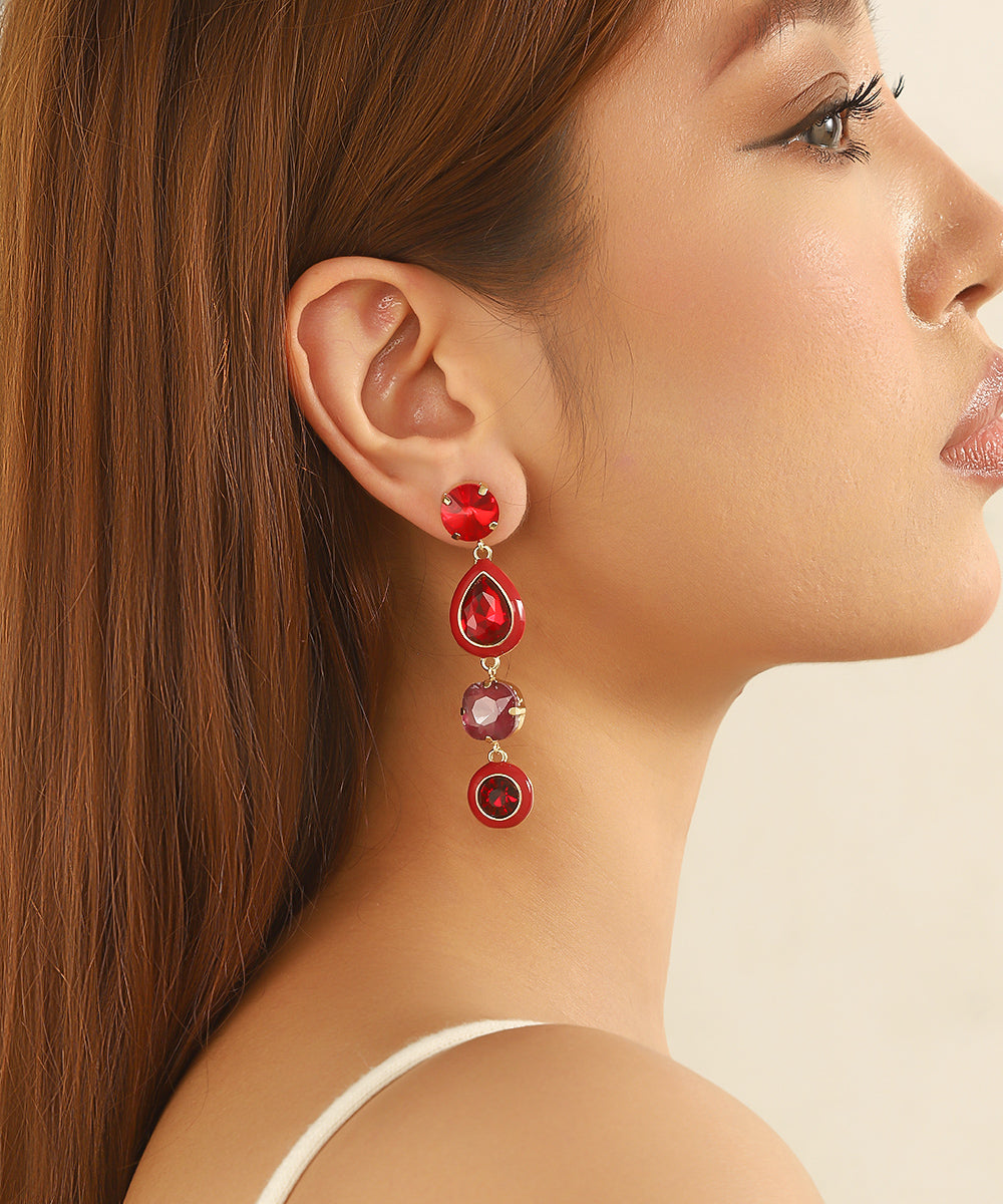 Boucles d’oreilles pendantes multicolores cristal – 26AHBOL039