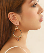 Boucles d’oreilles pendantes anneau perles Dormeuse– 26AHBOL037