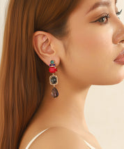 Boucles d’oreilles pendantes multicolores cristal – 26AHBOL038