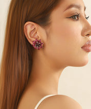 Boucles d’oreilles puces fleur en strass colorés – 26AHBOL068