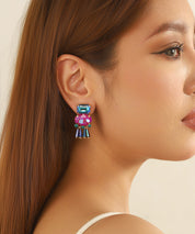 Boucles d’oreilles clip verre facetté et pampilles – 26AHBOL007