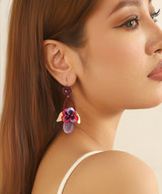 Boucles d’oreilles pendantes florales cristal Dormeuse– réf. 26AHBOL031