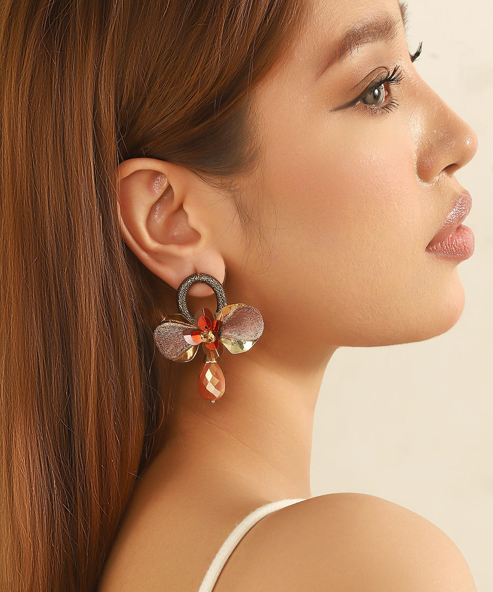 Boucles d’oreilles pendantes fleur cristal Clou – 26AHBOL036