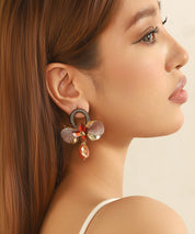 Boucles d’oreilles pendantes fleur cristal Clou – 26AHBOL036
