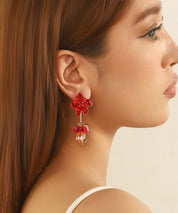 Boucles d’oreilles pendantes fleur et goutte facettée Clou – 26AHBOL065