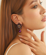 Boucles d’oreilles pendantes fleur cristal – 26AHBOL033