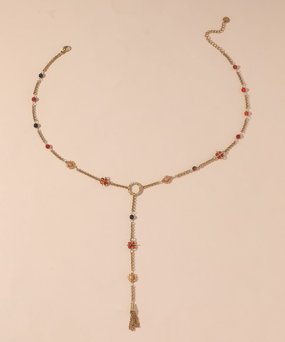 Collier Y en Acier Inoxydable avec pierres 25CA010