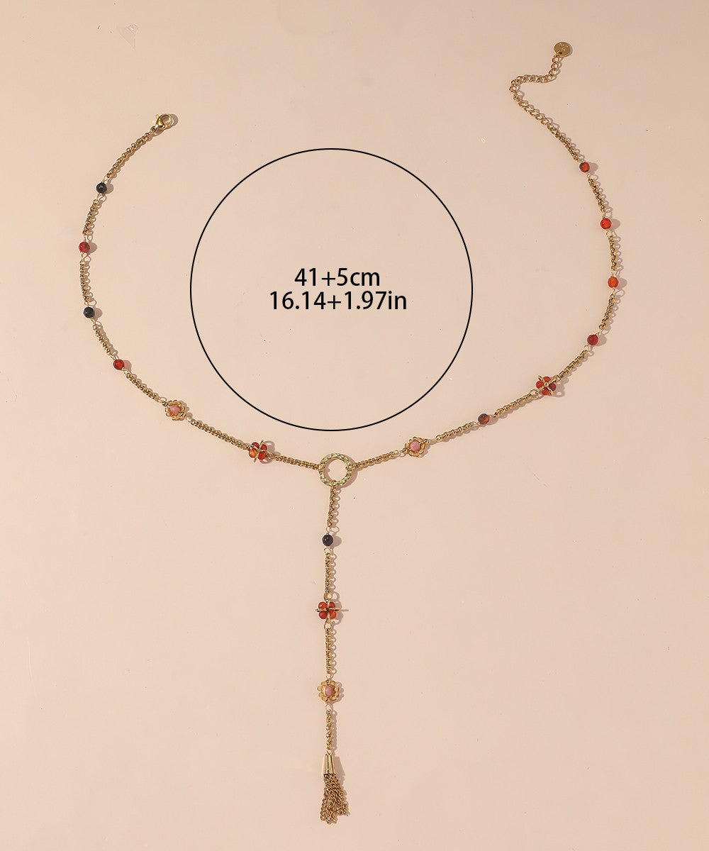 Collier Y en Acier Inoxydable avec pierres 25CA010